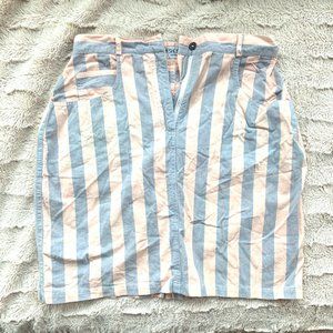 Light Pink and Lavender Vertical Stripe Mini Skirt